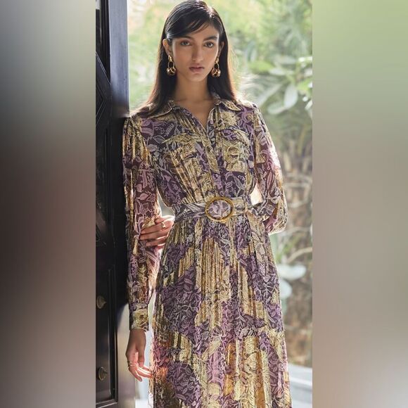 Rococo Sand viscose floral print / lurex maxi dress, S - Picture 2 of 16